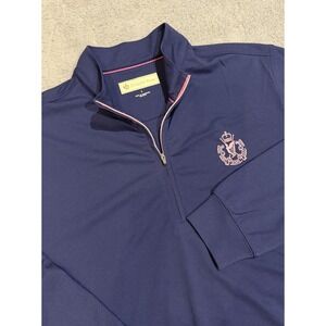 Donald Ross Royal County Down Golf Club Mens L Navy 1/4 Zip Pullover Performance